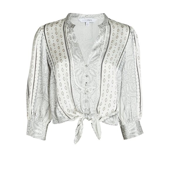 INTERMIX Hope Tied Silk Paisley Shirt - Picture 3 of 12